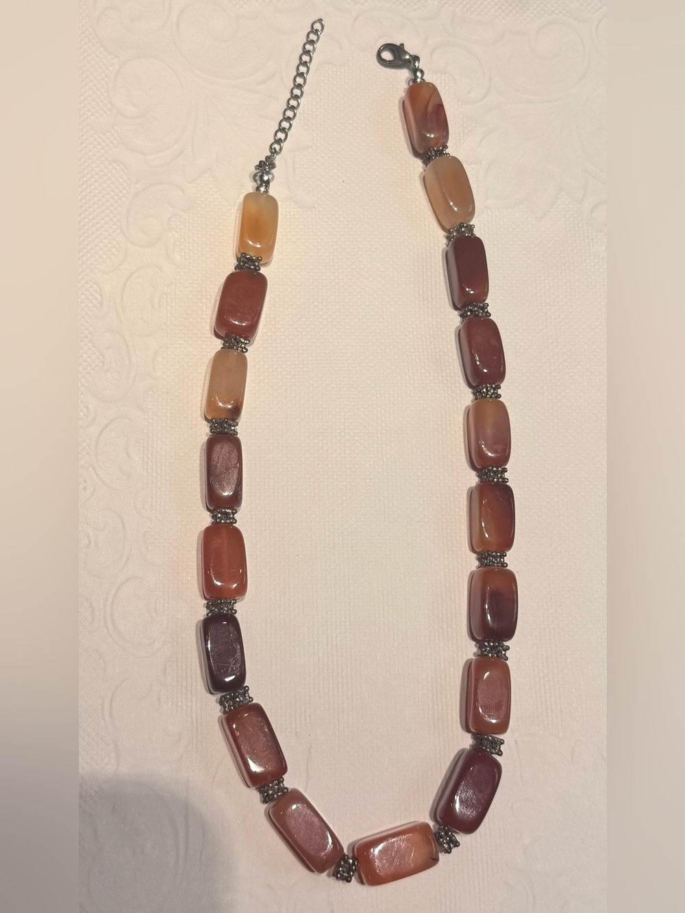 Vintage Carnelian & Agate Necklace – Natural Banded Stone Beads – 19” /90g